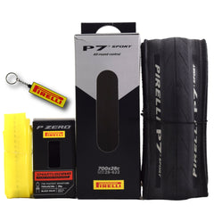Pirelli P7 Sport 28-622 (700x28c) Road Bike Tire & SmarTUBE 25/28-622 700C Presta Tube Set - All-Round Performance - 60tpi TechBELT Casing & PRO Compound for Comfort & Handling w/Keychain