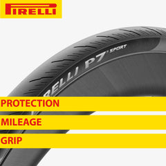 Pirelli P7 Sport 28-622 (700x28c) Road Bike Tire & SmarTUBE 25/28-622 700C Presta Tube Set - All-Round Performance - 60tpi TechBELT Casing & PRO Compound for Comfort & Handling w/Keychain