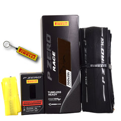 Pirelli P ZERO Race TLR 28-622(700x28c) & SmarTUBE EVO 25/28-622 700C Road Bike Tire & Presta Tube Set- Lightweight, Bicycle Tire & Tube Set for Road Racing - SmartEVO Compound w/Keychain