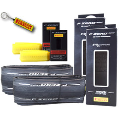 Pirelli P ZERO Road 26-622(700x26c) & SmarTUBE 25/28-622 700C Road Bike Tire & Tube Set- All-Season Performance, High Grip & Durability, Bicycle Tube&Tire Set- w/Keychain (2 Pk)