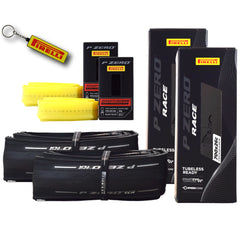 Pirelli P ZERO Race TLR 26-622(700x26c) & SmarTUBE EVO 25/28-622 700C Road Bike Tire & Presta Tube Set- Lightweight, Bicycle Tire & Tube Set for Road Racing - SmartEVO Compound w/Keychain (2Pk)