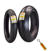 Pirelli Diablo Rosso III 110/70ZR17 180/55ZR17 Front & Rear Motorcycle Tire Set with Keychain