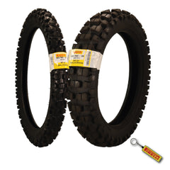 Pirelli MT 21 Rallycross 90/90-21 Front & 130/90-18 Rear Motorcycle Tires - Dual-Sport/Enduro, Aggressive Tread for Off-Road & Rally, High-Performance Grip, Fits Adventure & Dirt Bikes with Keychain