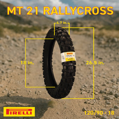 Pirelli MT 21 Rallycross 90/90-21 Front & 120/90-18 Rear Motorcycle Tires - Dual-Sport/Enduro, Aggressive Tread for Off-Road & Rally, High-Performance Grip, Fits Adventure & Dirt Bikes with Keychain