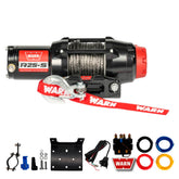 Warn R25-S Rope Winch - 2,500 lb. Pulling Capacity, equipped with 50’ of 3/16” synthetic rope & remote-mounted rocker switch - Fairlead for ATV, UTV, Side by Side, and SXS Recovery & Towing