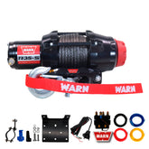 Warn R35-S Rope Winch - 3,500 lb. Pulling Capacity, equipped with 50’ of 7/32” synthetic rope & dash-mounted rocker switch - Fairlead for ATV, UTV, Side by Side, and SXS Recovery & Towing