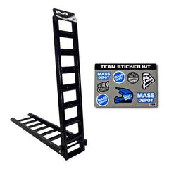 Matrix Concepts A8 8 ft Aluminum Ramp /Mass Depot Sticker Pack - Black | Folding 750 lb Loading Ramp for Motorcycle, ATV, UTV | 6061 Aircraft Aluminum | Rubber-Tipped, Arched Rungs & Safety Straps