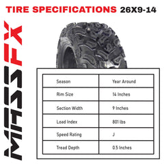 MASSFX SL Off-road Series 26x9-14 Front & 26x11-14 Rear ATV, UTV & SxS Tires