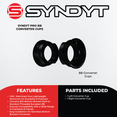 Syndyt BMX Bike PRO BB Converter Cups - CNC-Machined Aluminum, Converts B52 to Euro BB