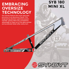 Syndyt 180 Mini XL BMX Racing Bike Frame – 18” Top Tube, 6061-T6 Aluminum (2.75 lbs), Tapered 38/42 Head Tube, Standard Euro BB, 10/15 mm Hubs, 140mm Disc Brake, Chain Tensioners – Gray Bicycle Frame
