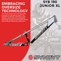 Syndyt 190 Junior XL BMX Racing Bike Frame – 19” Top Tube, 6061-T6 Aluminum (2.86 lbs), Tapered 38/42 Head Tube,Standard Euro BB, 10/15 mm Hubs, 140mm Disc Brake, Chain Tensioners Gray Bicycle Frame
