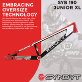 Syndyt 190 Junior XL BMX Racing Bike Frame – 19” Top Tube, 6061-T6 Aluminum (2.86 lbs), Tapered 38/42 Head Tube,Standard Euro BB, 10/15 mm Hubs, 140mm Disc Brake, Chain Tensioners – Red Bicycle Frame