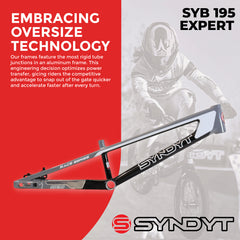 Syndyt 195 Expert BMX Racing Bike Frame – 19.5” Top Tube, 6061-T6 Aluminum (2.98 lbs), Tapered 38/42 Head Tube,Standard Euro BB, 10/15 mm Hubs, 140mm Disc Brake, Chain Tensioners Gray Bicycle Frame