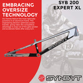 Syndyt 200 Expert XL BMX Racing Bike Frame – 20” Top Tube, 6061-T6 Aluminum (3.08 lbs), Tapered 38/42 Head Tube, Standard Euro BB, 10/15 mm Hubs, 140mm Disc Brake, Chain Tensioners Gray Bicycle Frame