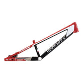 Syndyt 200 Expert XL BMX Racing Bike Frame – 20” Top Tube, 6061-T6 Aluminum (3.08 lbs), Tapered 38/42 Head Tube, Standard Euro BB, 10/15 mm Hubs, 140mm Disc Brake, Chain Tensioners Red Bicycle Frame