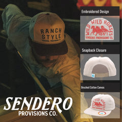 Sendero Provisions Co. Wild Wild Horses Adjustable Snapback Hat with Embroidered Design (Tan/Orange) - One Size