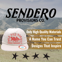 Sendero Provisions Co. Wild Wild Horses Adjustable Snapback Hat with Embroidered Design (Tan/Orange) - One Size