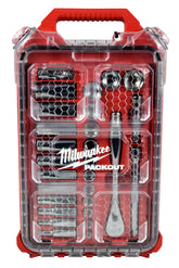 Milwaukee SAE Ratchet Socket Mechanics Tool Set 3/8 in. Low Profile Packout Case