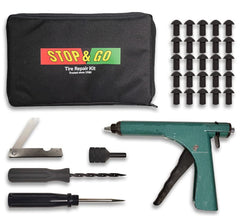 Stop & Go 1075A Tubeless Tire Plugger Repair Kit with 25 Rubber Plugs, Insertion Tool, Reamer, and Laminated Instructions for Motorcycles, ATVs, UTVs, and Cars