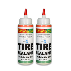 Stop & Go Tire Sealant Premium Flat Preventative Made in The USA (16 oz) 2 Pack - Prevents Flats & Repairs Punctures for Tube or Tubeless Tires on Bikes, ATVs, Cars, and More