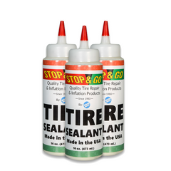 Stop & Go Tire Sealant Premium Flat Preventative Made in The USA (16 oz) 3 Pack - Prevents Flats & Repairs Punctures for Tube or Tubeless Tires on Bikes, ATVs, Cars, and More