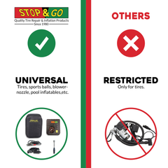 Stop & Go RCP Compact Mini-Air Compressor / Inflator with 12V Car Adapter & Built in LED Light for Motorcycle, Scooter, ATV, UTV, Golf Cart, & Lawn Mower