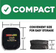 Stop & Go 1020 25 Piece Tubeless T-Handle Rope Plug Tire Repair Kit for Punctures or Flats on Car, Motorcycle, ATV, Jeep, Truck, & Tractor (20 Plugs)