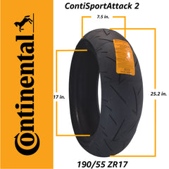 Continental Sport Attack 2 190/55ZR17 Rear Motorcycle Tire with Keychain