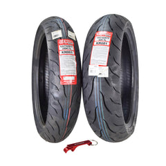Kenda KM1 120/70ZR17 & 150/60ZR17 Motorcycle Sport Touring Tire Set w/ Keychain