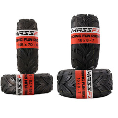 MASSFX 145x70-6 Front 16x8-7 Rear 4 Ply Go Kart ATV Tire Set