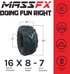 MASSFX 145x70-6 Front 16x8-7 Rear 4 Ply Go Kart ATV Tire Set