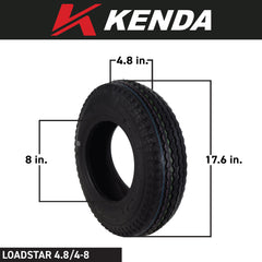 Kenda 22661060 4.80/4.00-8 Load Star 2 Ply Tubeless Trailer Tire