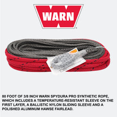 Warn ZEON 12-S Platinum 12V Winch 80ft of 3/8in Synthetic Rope w/ Hyperlink