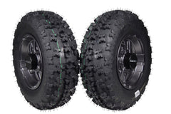MASSFX 21x7-10 Front Tires & Gun Metal Wheel Kit for ATV, UTV, & SxS - 4-Ply-2pk