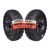 MASSFX 21x7-10 Front Tires & Gun Metal Wheel Kit for ATV, UTV, & SxS - 4-Ply-2pk