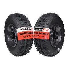MASSFX 21x7-10 Front Tires & Gun Metal Wheel Kit for ATV, UTV, & SxS - 4-Ply-2pk