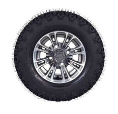 MASSFX SL 20x10-10 Front/Rear Golf Cart Tire, QUAKE Grey Wheel 10x7 4/101.6 2pk