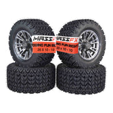 MASSFX SL 20x10-10 F/R Golf Cart Tire, QUAKE Grey Wheels 10x7 4/101.6 4pk
