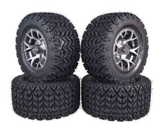 MASSFX SL 20x10-10 F/R Golf Cart Tire, PIT VIPER Grey Wheels10x7 4/101.6 4pk