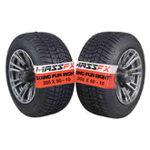 MASSFX SL 205/50-10 Front/Rear Golf Cart Tire, QUAKE Grey Wheel 10x7 4/101.6 2pk