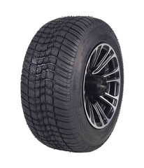 MASSFX SL 205/50-10 F/R Golf Cart Tire, QUAKE Black Wheels 10x7 4/101.6 4pk