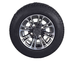 MASSFX SL 205/50-10 F/R Golf Cart Tire, QUAKE GM Grey Wheels 10x7 4/101.6 4pk