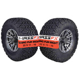 MASSFX SL 22x11-10 Front/Rear Golf Cart Tire, QUAKE Grey Wheel 10x7 4/101.7 2pk