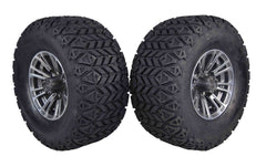 MASSFX SL 22x11-10 Front/Rear Golf Cart Tire, QUAKE Grey Wheel 10x7 4/101.7 2pk
