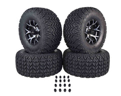 MASSFX SL 22x11-10 F/R Golf Cart, VIPER 4 Blk Wheels 10x7 4/101.6 & 16 Blk Lugs