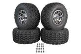MASSFX SL 22x11-10 F/R Golf Cart, VIPER 4 GRY Wheels 10x7 4/101.6 & 16 Chr Lugs