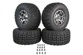 MASSFX SL 22x11-10 F/R Golf Cart, VIPER 4 GRY Wheels 10x7 4/101.6 & 16 Chr Lugs