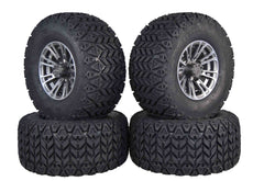 MASSFX SL 22x11-10 Front/Rear Golf Cart Tire, VIPER Gry Wheel 10x7 4/101.8 4pk