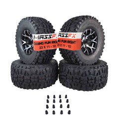 MASSFX 23x11-10 Golf Cart Tire & Black Wheel Kit 10x7 4/101.6 w/ Lugnut 4 Pack