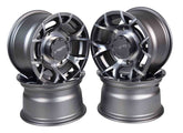 MASSFX Gunmetal 12x7 4/156 Pit Viper RZR Wheel Gun Metal Grey Rim 4-Pack